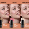 Model applying blush from stick