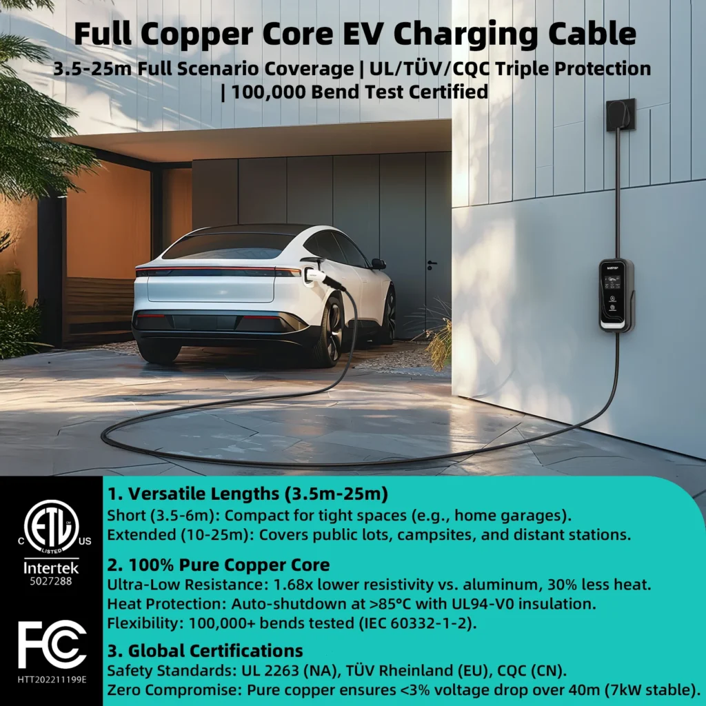 اطوال كابل شاحن السياره الكهربائيه MUSTOP