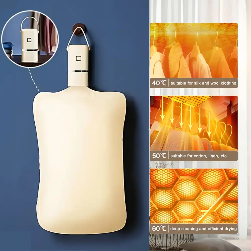 مجفف كهربائي صغير أثناء تجفيف ملابس