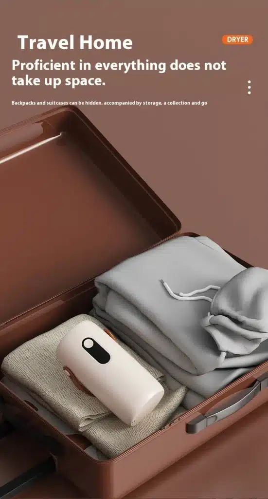 مجفف ملابس قابل للطي موضوع في حقيبة سفر