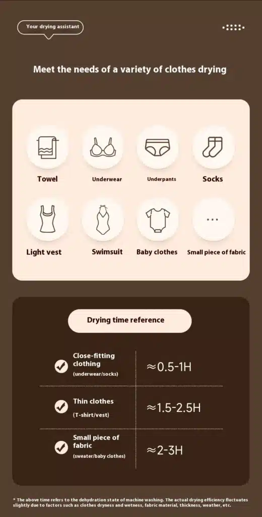 مجفف صغير يناسب انواع الملابس