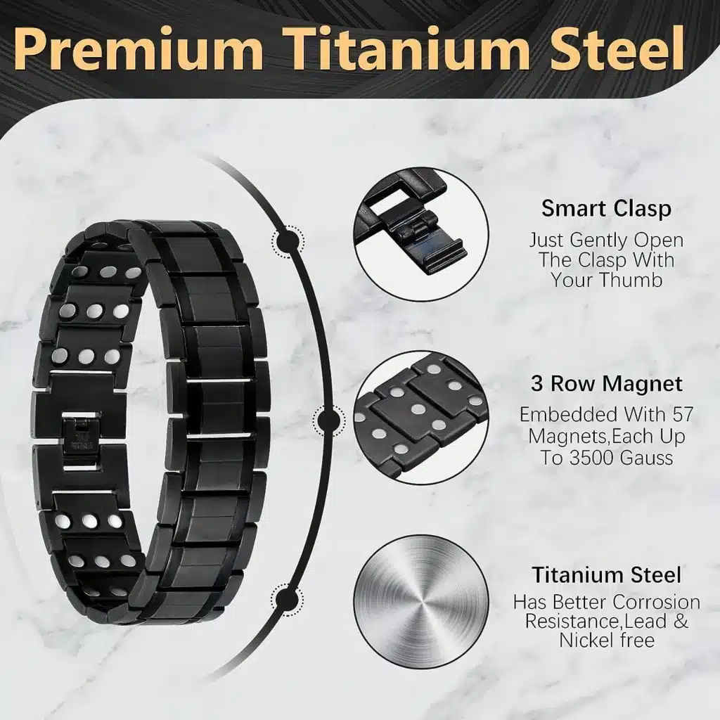 مشبك قابل للطي لسوار تيتانيوم مغناطيسي