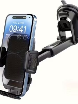 حامل جوال للسيارة – تثبيت بالتابلوه والزجاج مع دوران 360°